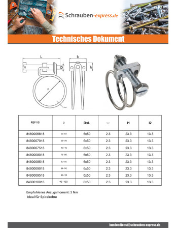 1 x Schlauchschelle mit Doppeldraht Durchmesser...