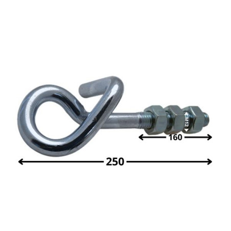 1 x Haken SWING +3 Muttern Verzinkt M12x250