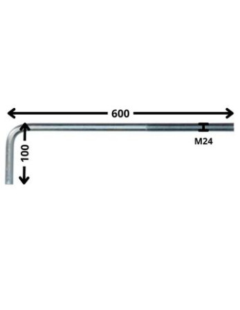 1 x Haken Metalle große Länge M24X600 Mit...