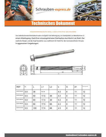 1 x Selbstbohrende Schrauben Bimetall...