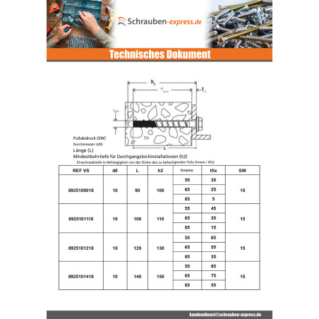 1 x Betonschraube Sechskantkopf FISCHER ULTRACUT FBS II UNS 8x100 Edelstahl A4