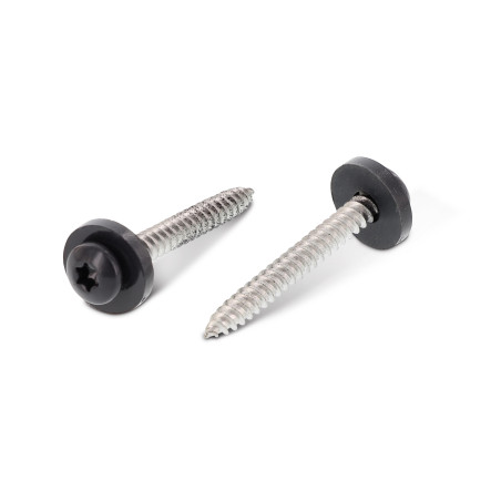 1 x Blechschraube Zylindrischer Flachkopf T15 + Scheiben/Unterlegscheibe Nylon 3,9 x 32 Edelstahl A2 RAL7016 anthrazitgrau