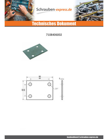 1 x Montageplatte MONTAGE Verzinkt 40x60