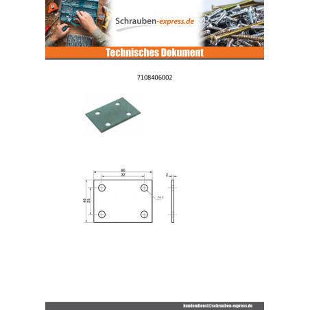 1 x Montageplatte MONTAGE Verzinkt 40x60