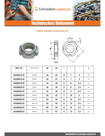 1 x Schlitzmutter Edelstahl A2 M16 gewinde 150