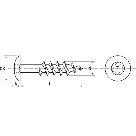 1 x Schraube für Fassade T20 4,8 x 50 Kopf-Durchmesser 12.3 Edelstahl A2