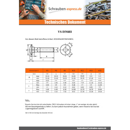 1 x Schlossschraube Edelstahl A2 M12x50 Teilgewinde