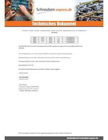 1 x Scheiben/Unterlegscheibe Flach natürlich...