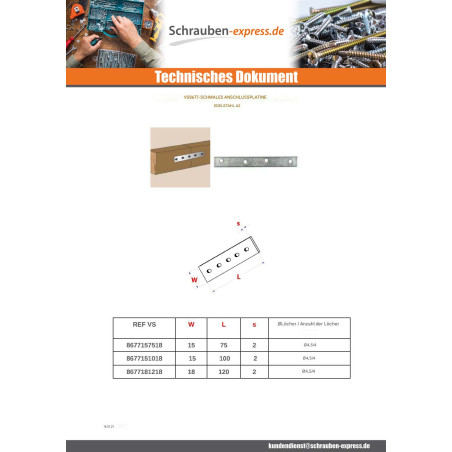 1 x Montageplatte Von VERBINDUNG ENG Edelstahl A2 15x75