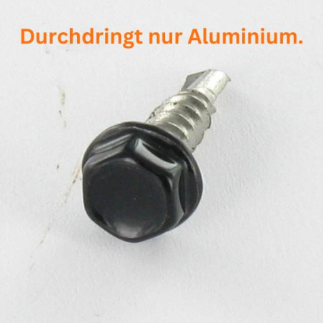 1 x Selbstbohrende Schrauben Sechskantkopf 4,2 x 16 Edelstahl A2 Schwarzer Lack RAL9005 tiefschwarz