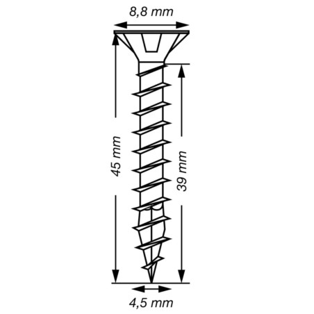 1 x Spax T-STAR MEHR Senkkopfschraube T20 Edelstahl A2 4,5 x 45 Gesamtgewinde