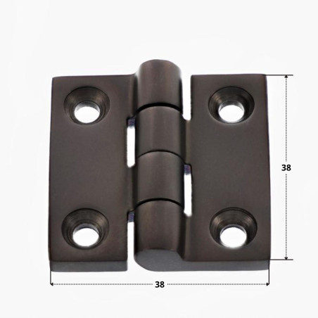 1 x Scharnier Viereckig 38x38 Edelstahl A4 Schwarz