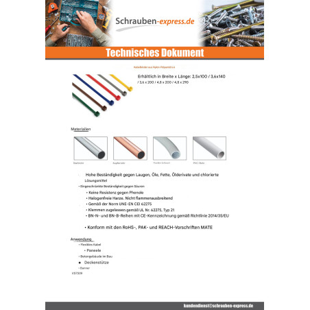 1 x Schlauchschelle Nylon Braun 4,8 x 290
