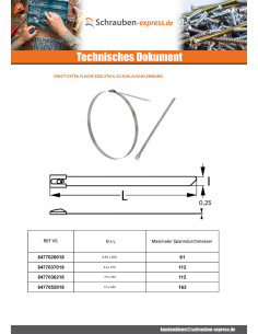 Schlauchschelle extra flach 7,9 x 520 Edelstahl A2 2