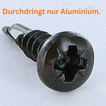 1 x Selbstbohrende Schrauben Edelstahl A2 Schwarz Zylindrischer Halbrundkopf Pozi 3,5 x 13