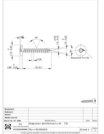 1 x Schraube Binder 5x32 Gesamtgewinde T20...