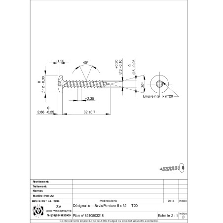 1 x Schraube Binder 5x32 Gesamtgewinde T20 Edelstahl A2