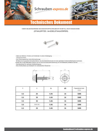 1 x Selbstbohrende Schrauben Bimetall Stahl /...