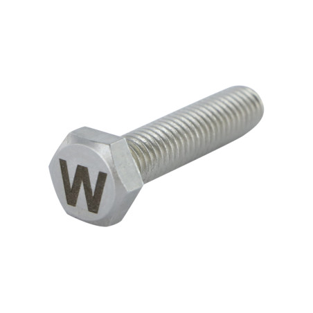 1 x Metallschrauben Sechskantkopf 8x35 Edelstahl A4 mit Buchstabengravur "W"