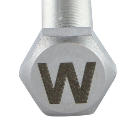 1 x Metallschrauben Sechskantkopf 8x35 Edelstahl A4 mit Buchstabengravur "W"