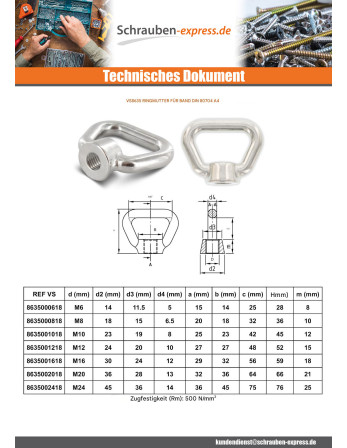 1 x Muttern für Sicherungsringe Für GURT M16...