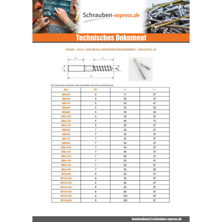 1 x Madenschraube Holz Stockschraube Und Metalle Edelstahl A2 6X70