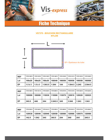 1 x Rechteckige Kappe für Tube 80x40...