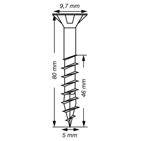 1 x Spax T-STAR MEHR Senkkopfschraube T20 Edelstahl A2 5x80 Mit Gewinde 46