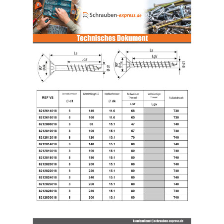 1 x Spax T-STAR MEHR Senkkopfschraube T20 Edelstahl A2 5x80 Mit Gewinde 46