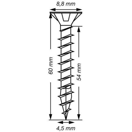 1 x Spax T-STAR MEHR Senkkopfschraube T20 Edelstahl A2 4,5 x 60 Gesamtgewinde