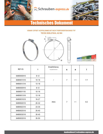 1 x Schlauchschelle versetzter Kopf...