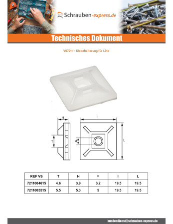 1 x Klebesockel für Kabelbinder 5,5