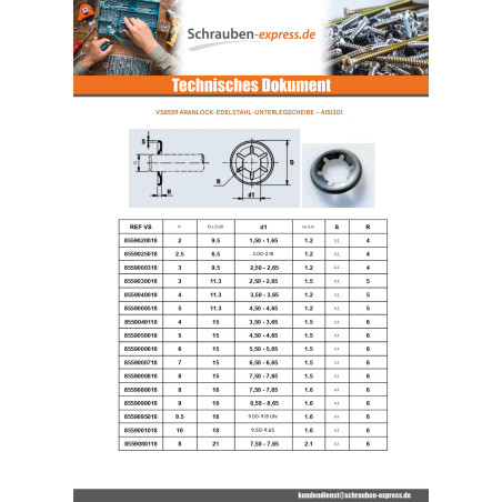 1 x Lock washer ARANLOCK 10x25x0,4 Edelstahl