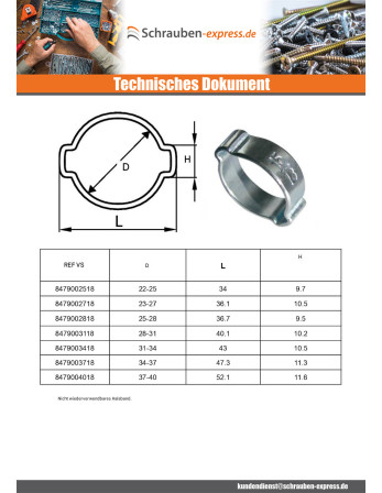 1 x Schlauchschelle zwei Flügel Durchmesser 5...