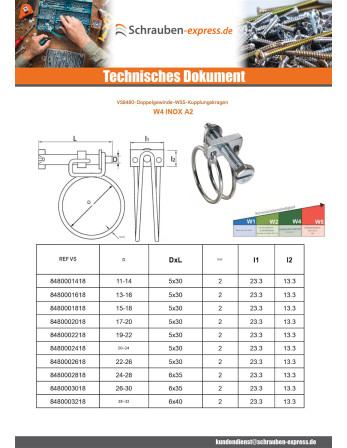1 x Schlauchschelle mit Doppeldraht Durchmesser...