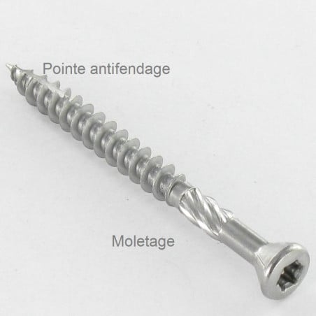 1 x Terrassenschrauben TEKOR Flacher Senkkopf T20 4,5 x 60 cut Bohrspitze mit Typ 17 Spitze Edelstahl C2