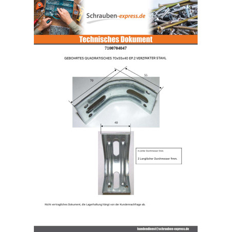 1 x Befestigungswinkel Einstellung 70x55x40 Dicke 2 Verzinkt