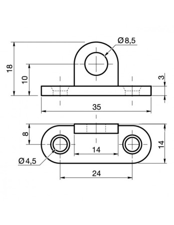 1 x Befestigungslasche mit Öse Durchmesser 9 mm...
