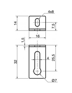 Halterungen Einstellung 14x32x16 2 Löcher Verzinkt 2