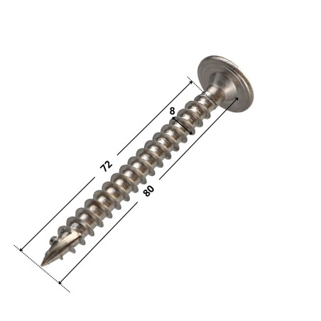 1 x Spanplattenschrauben Edelstahl A2 8x80 Mit Gewinde 72 T40 Kopf-Durchmesser 20