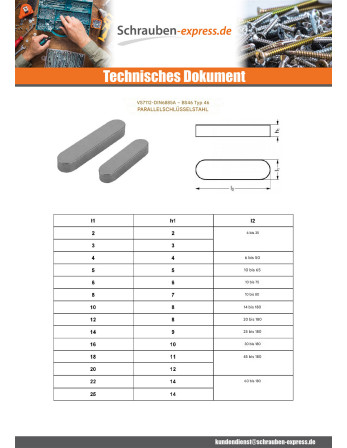 1 x Passfeder Rohstahl 14x9 Länge 180