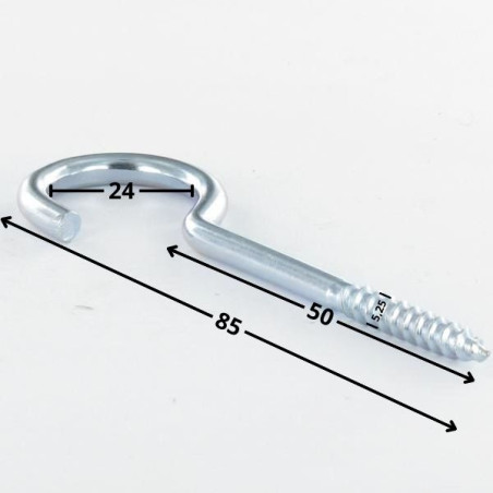 1 x Haken SCHRANK 5,25 x 50 Mit Gewinde 30 Gesamtlänge 85 Verzinkt