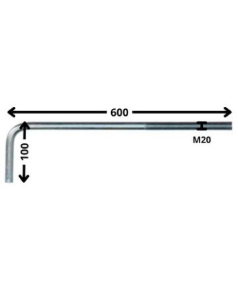 1 x Haken Metalle große Länge M20X600 Mit...
