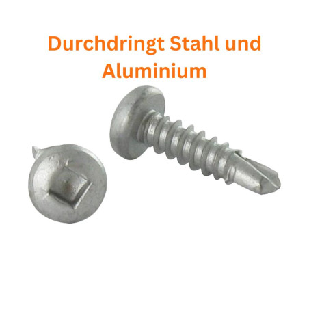 1 x Selbstbohrende Schrauben Zylindrischer Flachkopf Quadrat 4,8 x 25 Edelstahl AISI 410