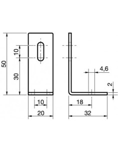 Halterungen Einstellung 32x50x20 2 Löcher Verzinkt 2