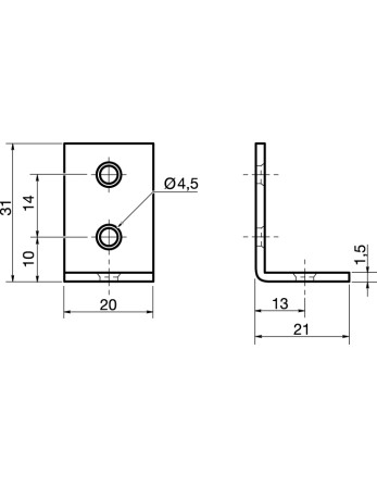 1 x Befestigungswinkel 31x20x21 Verzinkt