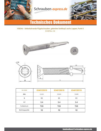 1 x Selbstbohrende Schrauben Bimetall...