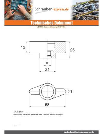 1 x Kreuzgriff weiblich schwarzes Nylon Einsatz...
