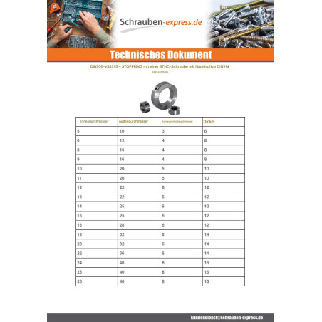 1 x Sicherungsring mit Schraube Durchmesser Innen 15 Edelstahl A2