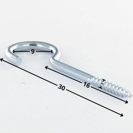 1 x Haken SCHRANK 3x16 Mit Gewinde 10 Gesamtlänge 30 Verzinkt